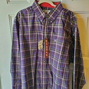 Men's Wrangler PBR Plaid Multicolored Button Down Shirt- New - Size 2XL
